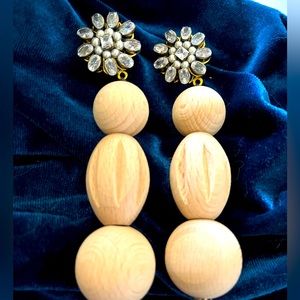 ANTHROPOLOGIE Wood Bauble Drop Earrings